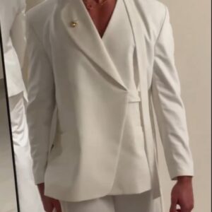 Modern Draped Collar Suit Set