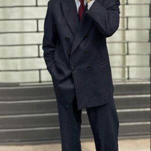 Classic Double - Breasted Pinstripe Men's Suit