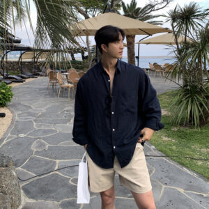 Solid Color Long Sleeve Linen Shirt Korean High Sense