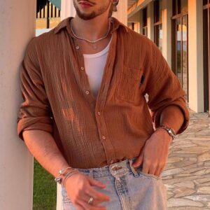 Men's Solid Color European And American Shirt