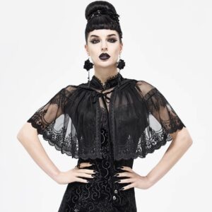 Devil Fashion Women's Wear Dark Lace Mesh Hooded Cloak
