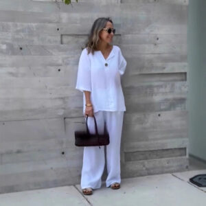 Solid Color Cotton And Linen Casual Suit Pants