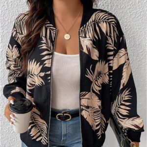 Size Casual Retro Floral Pattern Jacket, Suitable For Spring Outings Autumn And Winter