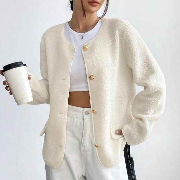 Women's Solid Color Buttons Jacket Long